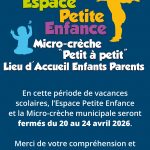 Fermeture de l’espace Petite Enfance