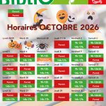 Horaires BibliO’ octobre